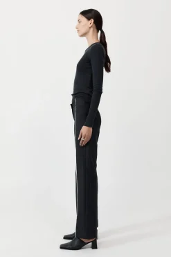 Tailoring*St. Agni Deconstructed Pinstripe Trousers - Black