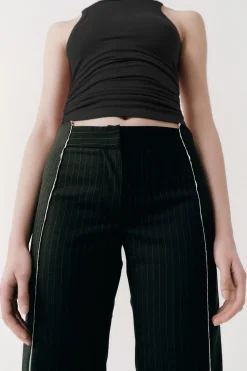 Tailoring*St. Agni Deconstructed Pinstripe Trousers - Black