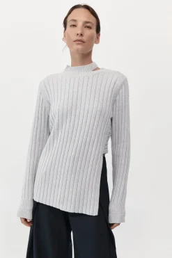 Knitwear*St. Agni Deconstructed Rib Knit Jumper - Soft Grey