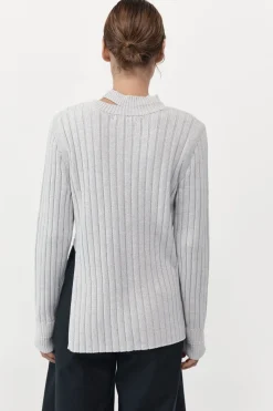Knitwear*St. Agni Deconstructed Rib Knit Jumper - Soft Grey