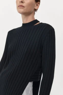 Jumpers*St. Agni Deconstructed Rib Knit Jumper - Black