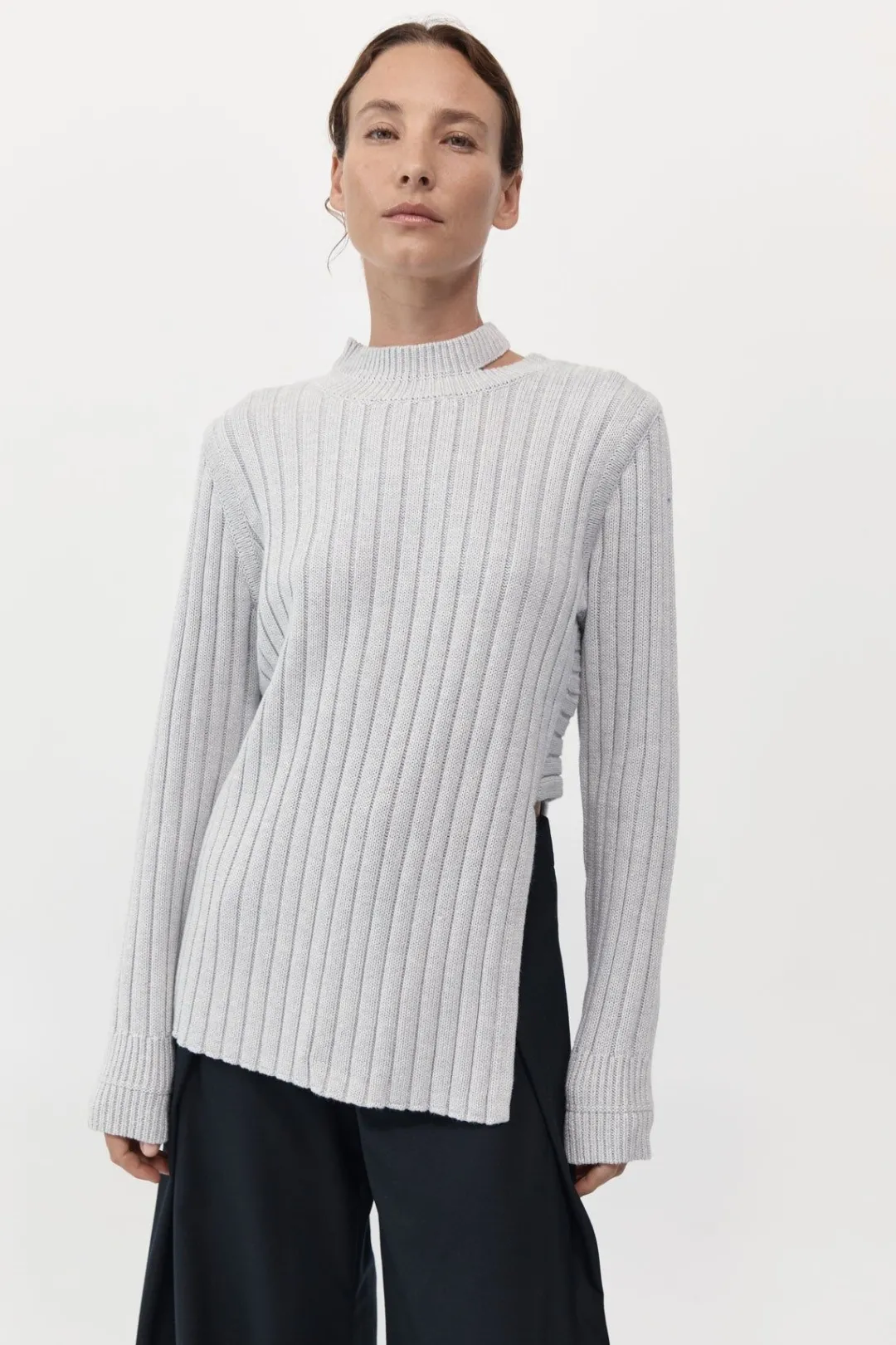 Jumpers*St. Agni Deconstructed Rib Knit Jumper - Soft Grey