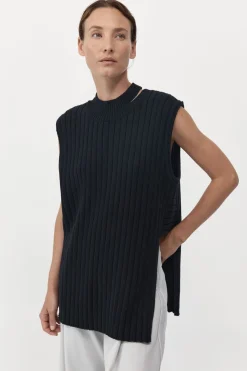 Knitwear*St. Agni Deconstructed Rib Knit Tunic - Black