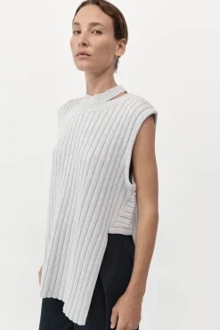 Knitwear*St. Agni Deconstructed Rib Knit Tunic - Soft Grey