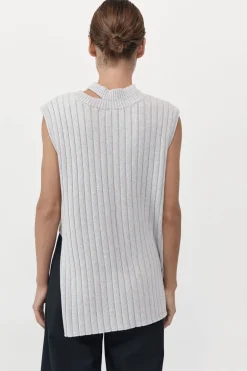 Knitwear*St. Agni Deconstructed Rib Knit Tunic - Soft Grey