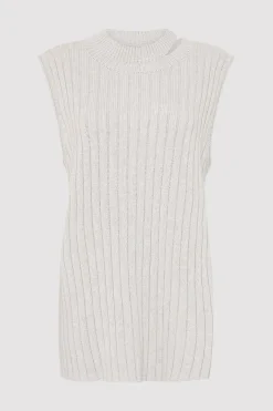 Knitwear*St. Agni Deconstructed Rib Knit Tunic - Soft Grey