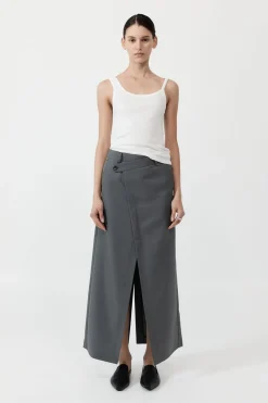 Tailoring*St. Agni Deconstructed Waist Maxi Skirt - Pewter Grey