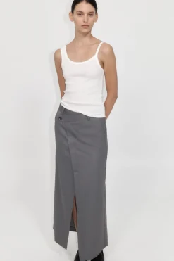 Skirts*St. Agni Deconstructed Waist Maxi Skirt - Pewter Grey
