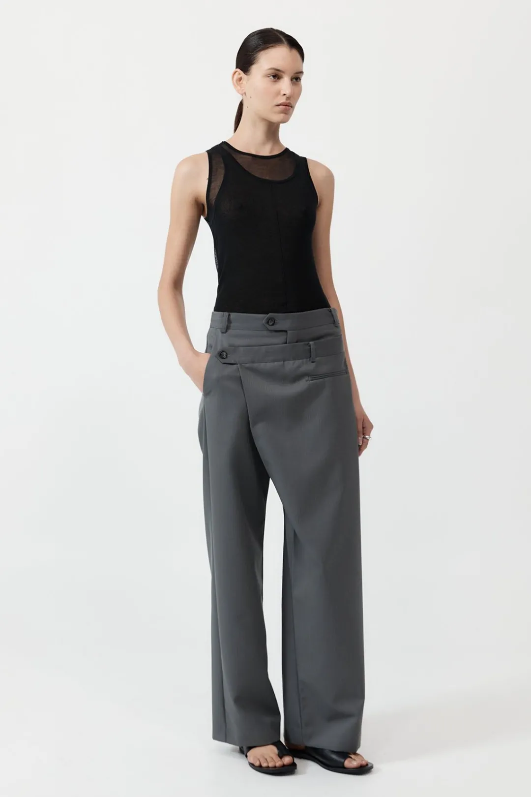 Pants*St. Agni Deconstructed Waist Pants - Pewter Grey