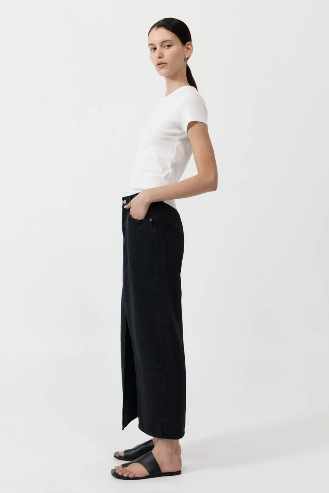 Denim*St. Agni Denim Maxi Skirt - Washed Black