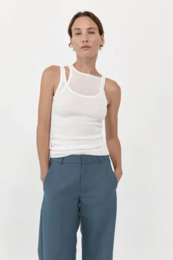 Basics*St. Agni Double Layer Knit Singlet - White