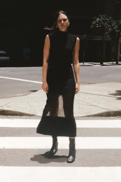 Knitwear*St. Agni Fine Pleat Knit Dress - Black