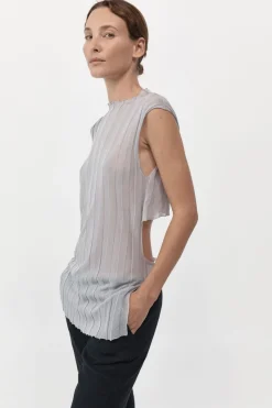 Tops*St. Agni Fine Pleat Knit Top - Silver