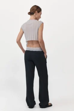 Tops*St. Agni Fine Pleat Knit Top - Silver