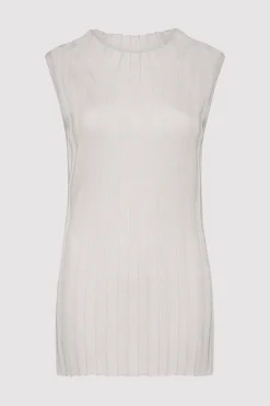 Tops*St. Agni Fine Pleat Knit Top - Silver