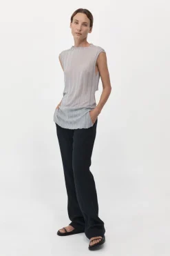 Knitwear*St. Agni Fine Pleat Knit Top - Silver