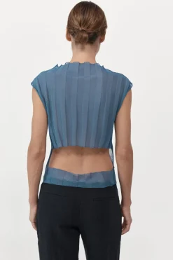 Knitwear*St. Agni Fine Pleat Knit Top - Steel Blue