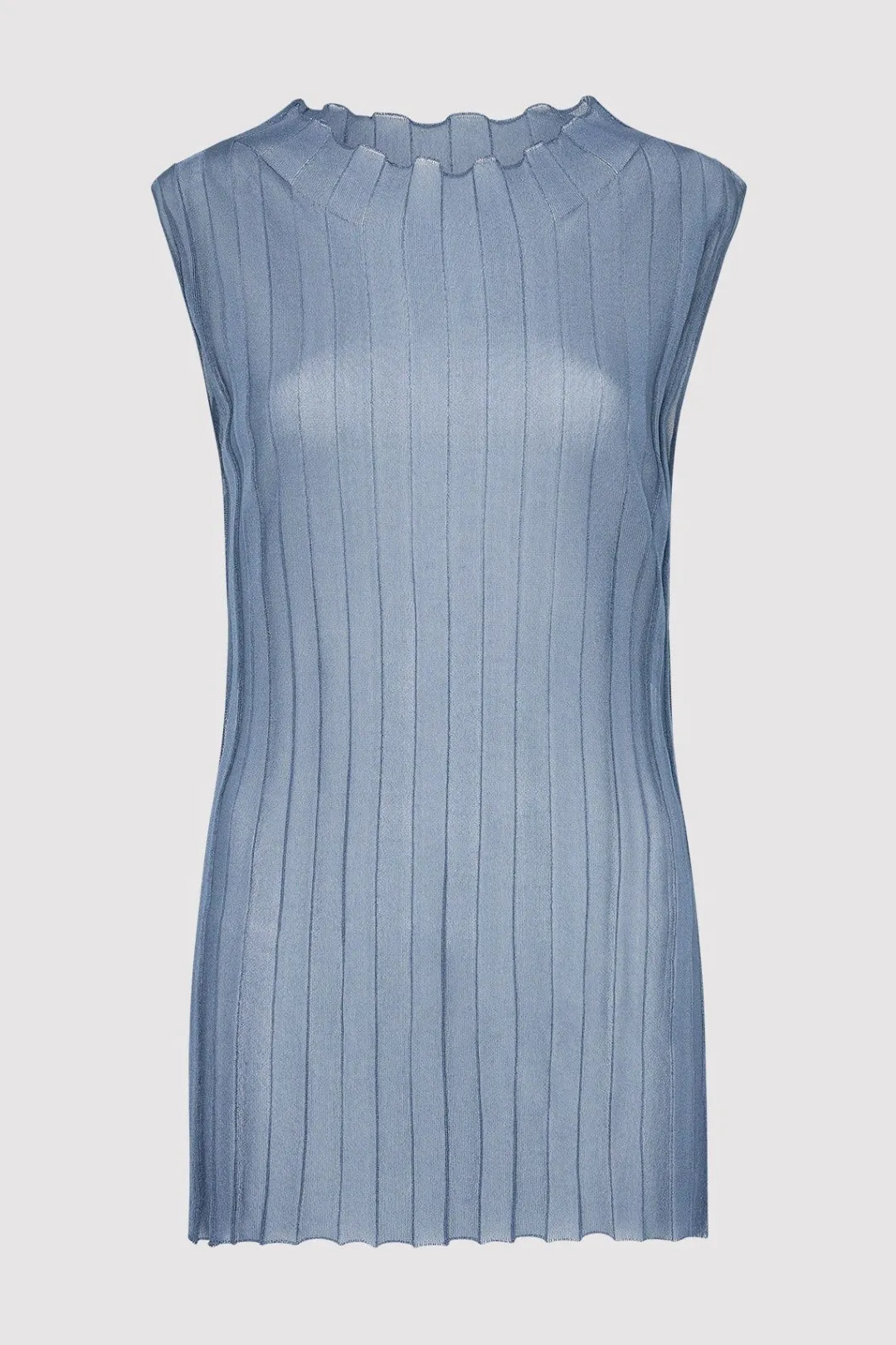 Knitwear*St. Agni Fine Pleat Knit Top - Steel Blue