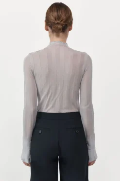 Knitwear*St. Agni Fine Pleat Long Sleeve Top - Silver