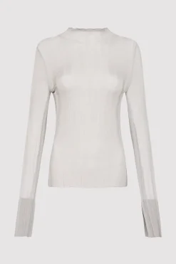Knitwear*St. Agni Fine Pleat Long Sleeve Top - Silver