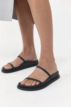 Slides*St. Agni Fine Strap Slide - Black