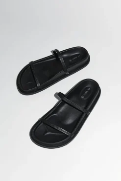 Slides*St. Agni Fine Strap Slide - Black