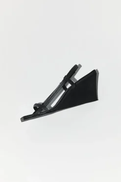 Wedges*St. Agni Fine Strap Sling Back Wedge - Black