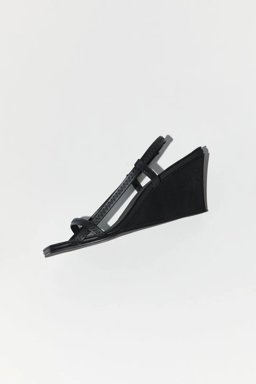 Wedges*St. Agni Fine Strap Sling Back Wedge - Black
