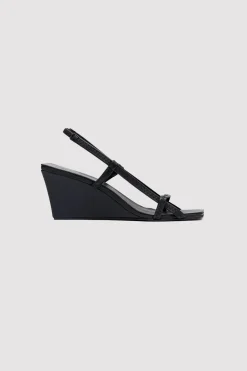 Wedges*St. Agni Fine Strap Sling Back Wedge - Black