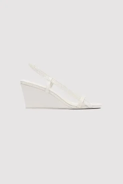 Wedges*St. Agni Fine Strap Sling Back Wedge - Cool White