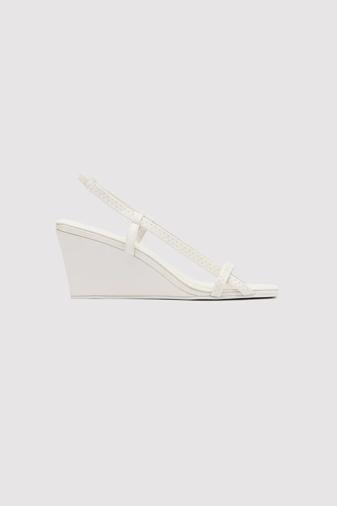 Wedges*St. Agni Fine Strap Sling Back Wedge - Cool White