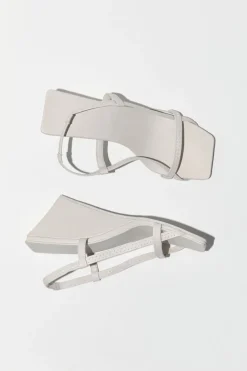 Heels*St. Agni Fine Strap Sling Back Wedge - Cool White
