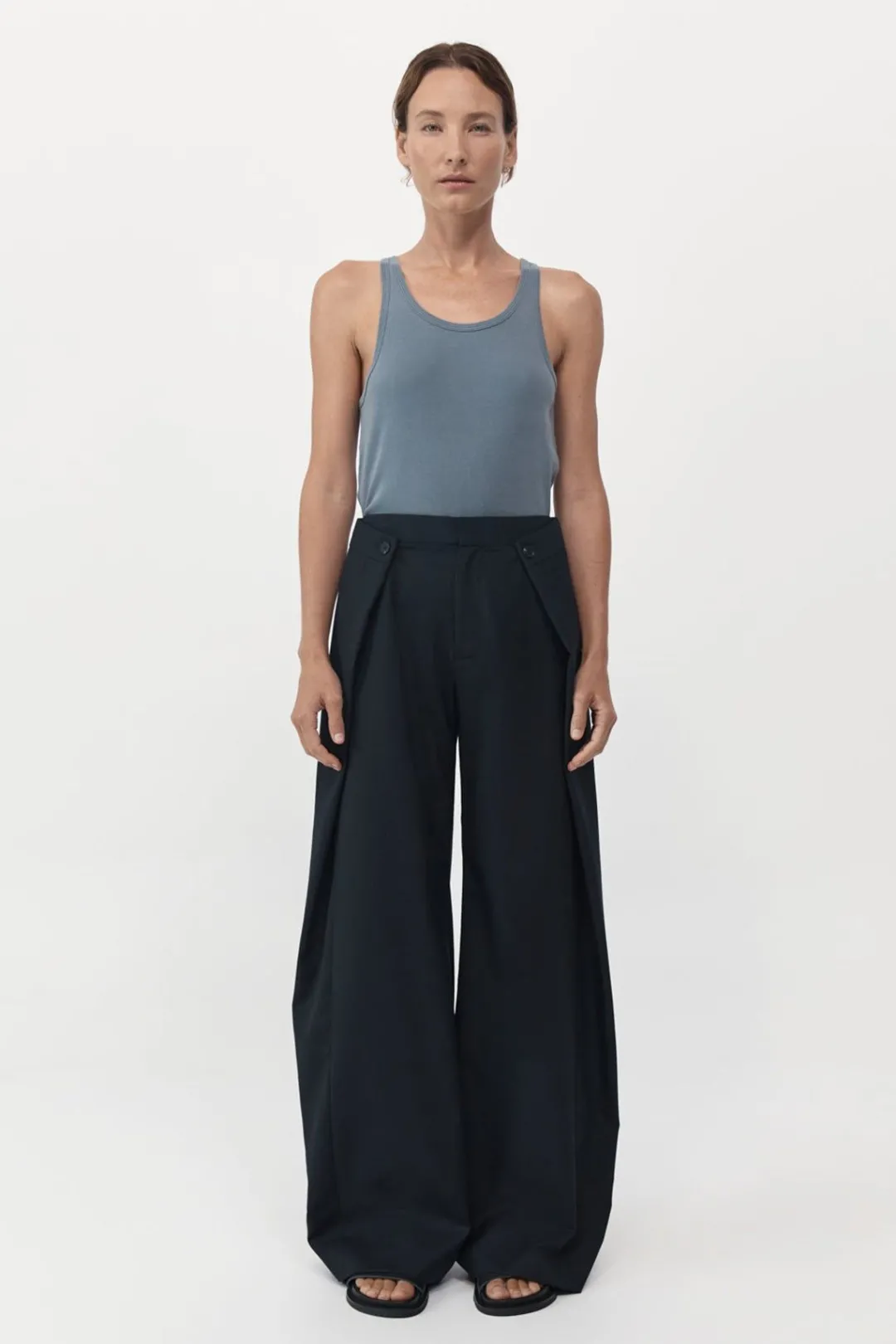 Pants*St. Agni Fold Detail Trousers - Black
