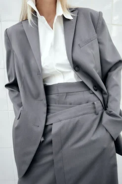 Tailoring*St. Agni Homme Belted Blazer - Pewter Grey