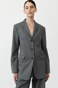 Unisex*St. Agni Homme Belted Blazer - Pewter Grey