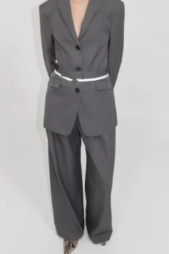Unisex*St. Agni Homme Belted Blazer - Pewter Grey