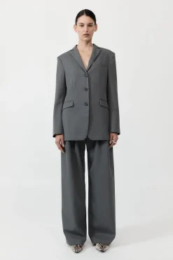 Unisex*St. Agni Homme Belted Blazer - Pewter Grey