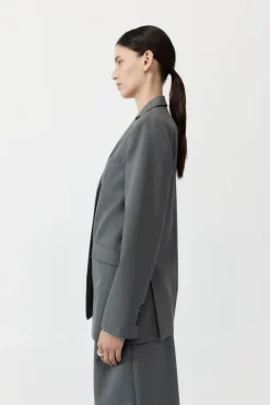 Unisex*St. Agni Homme Belted Blazer - Pewter Grey