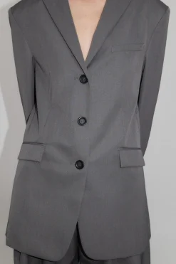 Unisex*St. Agni Homme Belted Blazer - Pewter Grey