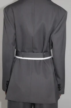 Unisex*St. Agni Homme Belted Blazer - Pewter Grey