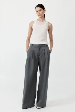 Unisex*St. Agni Homme Pleat Pants - Pewter Grey