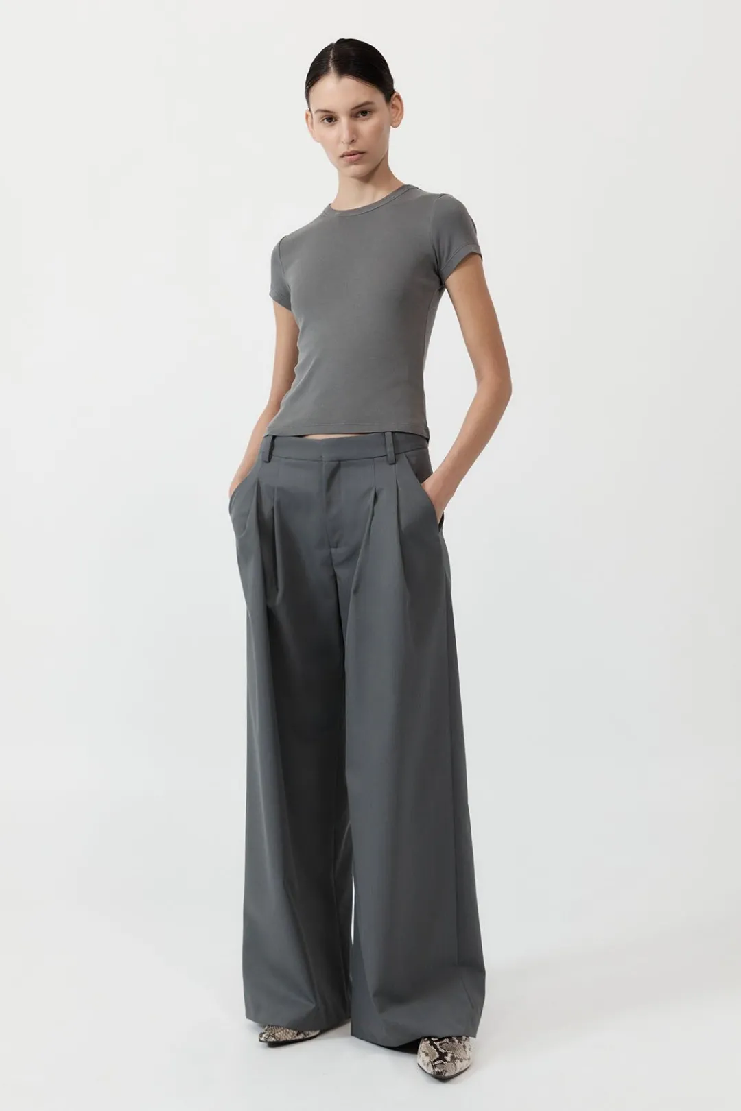 Unisex*St. Agni Homme Pleat Pants - Pewter Grey