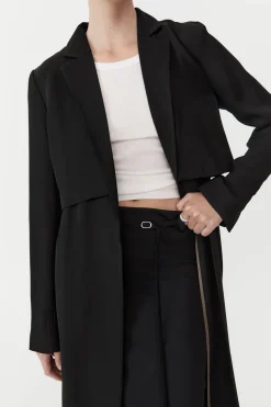 Jackets*St. Agni Layered Summer Trench - Black