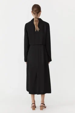 Jackets*St. Agni Layered Summer Trench - Black