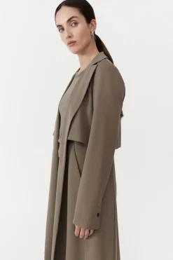 Tailoring*St. Agni Layered Wool Trench - Kelp