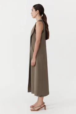 Tailoring*St. Agni Layered Wool Trench - Kelp