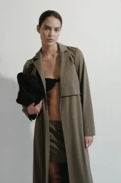 Tailoring*St. Agni Layered Wool Trench - Kelp