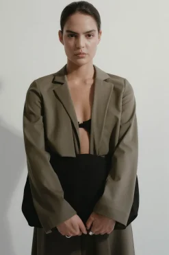 Tailoring*St. Agni Layered Wool Trench - Kelp