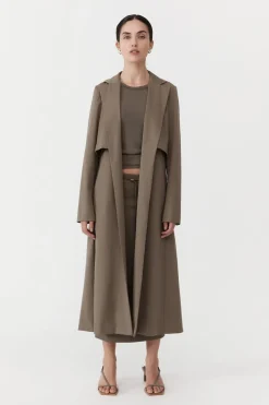Jackets*St. Agni Layered Wool Trench - Kelp