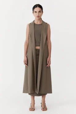 Jackets*St. Agni Layered Wool Trench - Kelp